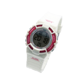 Q&Q M138J002 digitaal tiener horloge 36 mm 100 meter wit/ roze