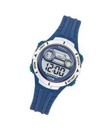 Tekday 653279 digitaal tiener horloge 34 mm 100 meter blauw/ zilverkleur