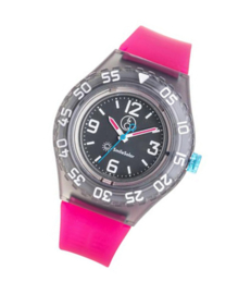 Q&Q 651029 Smile Solar tiener horloge 43 mm 200 meter fuchsia/ zwart