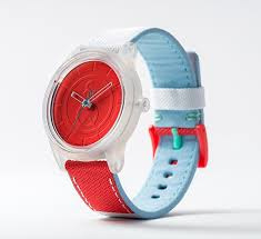 Q&Q RP00J011Y Smile Solar tiener horloge 50 meter 40 mm rood/ wit/ blauw