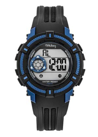 Tekday 654017 digitaal tiener horloge 38 mm 100 meter zwart/ blauw