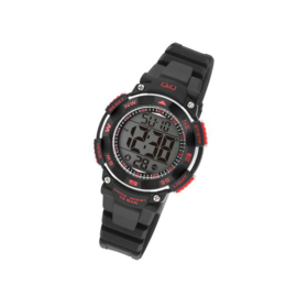 Q&Q M149J001 digitaal tiener horloge 36 mm 100 meter zwart/ rood