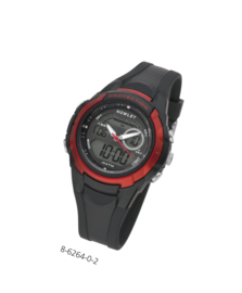 Nowley 8-6264-0-2 analoog/ digitaal tiener horloge 40 mm 100 meter zwart/ rood