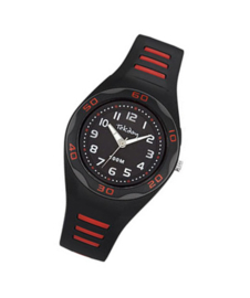 Tekday 653490 analoog tiener horloge 34 mm 100 meter zwart/ rood