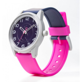 Q&Q RP00J048Y Smile Solar tiener horloge 40 mm 50 meter roze/ grijs/ blauw