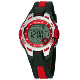 Nowley 8-6301-0-1 digitaal tiener horloge 37 mm 100 meter zwart/ rood
