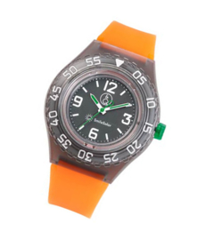 Q&Q 651031 Smile Solar tiener horloge 43 mm 200 meter oranje/ zwart