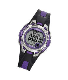 Tekday 653922 digitaal tiener horloge 37 mm 100 meter zwart/ paars