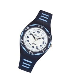 Tekday 653492 analoog tiener horloge 34 mm 100 meter blauw/ wit