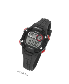 Nowley 8-6259-0-3 digitaal tiener horloge 36 mm 100 meter zwart/ rood