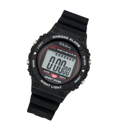 Tekday 654659 digitaal tiener horloge 39 mm 100 meter zwart/ rood