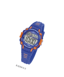 Nowley 8-6294-0-3 digitaal tiener horloge 35 mm 100 meter blauw/ oranje