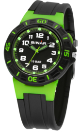 Sinar XB-20-3 analoog tiener horloge 38 mm 100 meter zwart/ groen