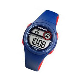 Xonix BAH-006 digitaal tiener horloge 34 mm 100 meter blauw/ rood