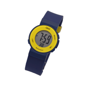 Q&Q L000J069 digitaal tiener horloge 38 mm 50 meter blauw/ geel
