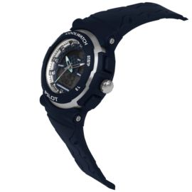 Coolwatch CW.272 analoog/ digitaal tiener horloge 36 mm 50 meter blauw/ zilverkleur