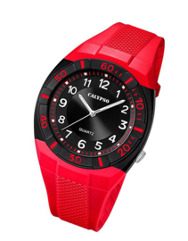 Calypso K5238/3 analoog tiener horloge 42 mm 50 meter rood/ zwart