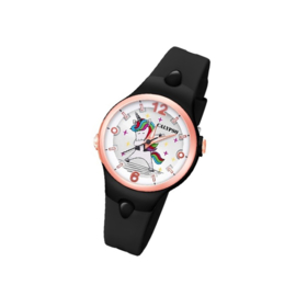 Calypso K5784/8 analoog unicorn horloge 34 mm 100 meter zwart/ rosékleurig