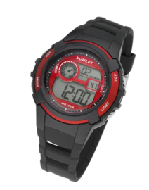 Nowley 8-6236-0-3 digitaal tiener horloge 40 mm 100 meter zwart/ rood