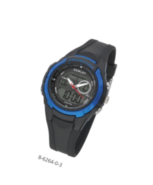 Nowley 8-6264-0-3 analoog/ digitaal tiener horloge 40 mm 100 meter zwart/ blauw