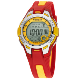 Nowley 8-6130-0-8 digitaal tiener horloge 37 mm 100 meter rood/ geel