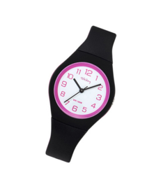 Tekday 654143 analoog tiener horloge 34 mm 100 meter zwart/ roze