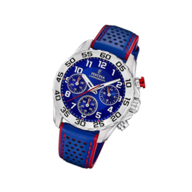 Festina F20458/2  chronograaf horloge 38 mm 50 meter blauw/ rood