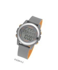 Nowley 8-6289-0-2 digitaal tiener horloge 41 mm 100 meter grijs/ oranje