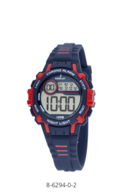 Nowley 8-6294-0-2 digitaal tiener horloge 35 mm 100 meter blauw/ rood