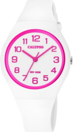 Calypso K5777/5 analoog tiener horloge 34 mm 100 meter wit/ roze