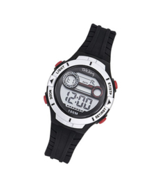 Tekday 653277 digitaal tiener horloge 34 mm 100 meter zwart/ zilverkleur