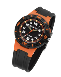 Sinar XB-20-9 analoog tiener horloge 38 mm 100 meter zwart/ oranje