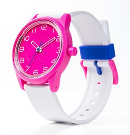 Q&Q RP00J047 Smile Solar tiener horloge 40 mm 50 meter roze/ wit