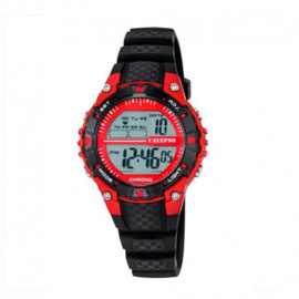Calypso K5684/6 digitaal tiener horloge 37 mm 100 meter zwart/ rood