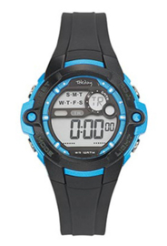 Tekday 653842 digitaal tiener horloge 38 mm 100 meter zwart/ blauw