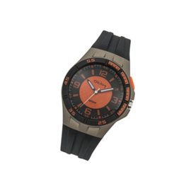 Tekday 654019 analoog tiener horloge 38 mm 100 meter zwart/ oranje