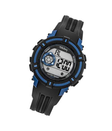 Tekday 654017 digitaal tiener horloge 38 mm 100 meter zwart/ blauw