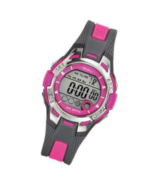 Tekday 653941 digitaal tiener horloge 37 mm 100 meter grijs/ roze