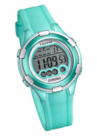 Calypso K5692/7 digitaal tiener horloge 38 mm 100 meter turquoise/ zilverkleurig