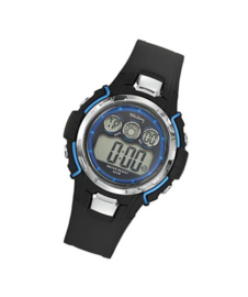 Tekday 653836 digitaal tiener horloge 39 mm 50 meter zwart/ blauw