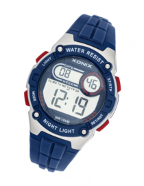 Xonix EE-006 digitaal tiener horloge 36 mm 100 meter blauw/ zilverkleurig