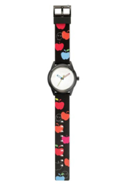 Q&Q RP00J020Y Smile Solar tiener horloge 40 mm 50 meter zwart met appels