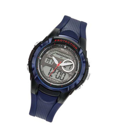 Tekday 654014 analoog/ digitaal tiener horloge 40 mm 100 meter blauw/ zwart