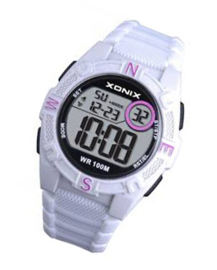 Xonix KQA-004 digitaal tiener horloge 40 mm 100 meter wit/ zwart