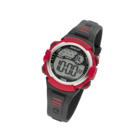 Nowley 8-6242-0-3 digitaal tiener horloge 35 mm 100 meter zwart/ rood