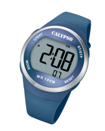 Calypso K5786/3 digitaal tiener horloge 38 mm 100 meter blauw/ zilverkleurig