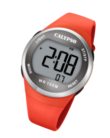 Calypso K5786/2 digitaal tiener horloge 38 mm 100 meter oranje/ zilverkleurig