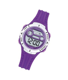 Tekday 653278 digitaal tiener horloge 34 mm 100 meter paars/ zilverkleur