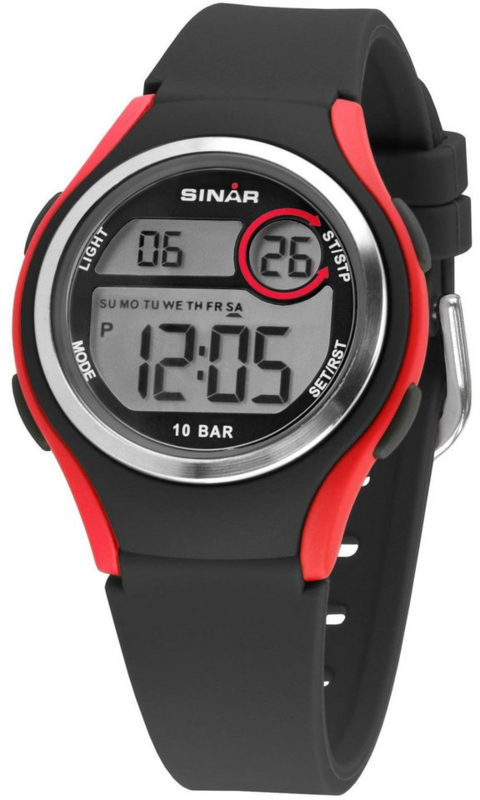 Sinar XE-64-4 digitaal tiener horloge 36 mm 100 meter zwart/ rood