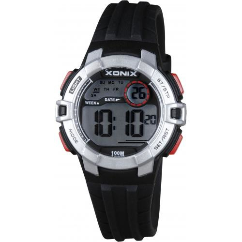 Xonix IM-007 digitaal tiener horloge 34 mm 100 meter zwart/ zilverkleurig